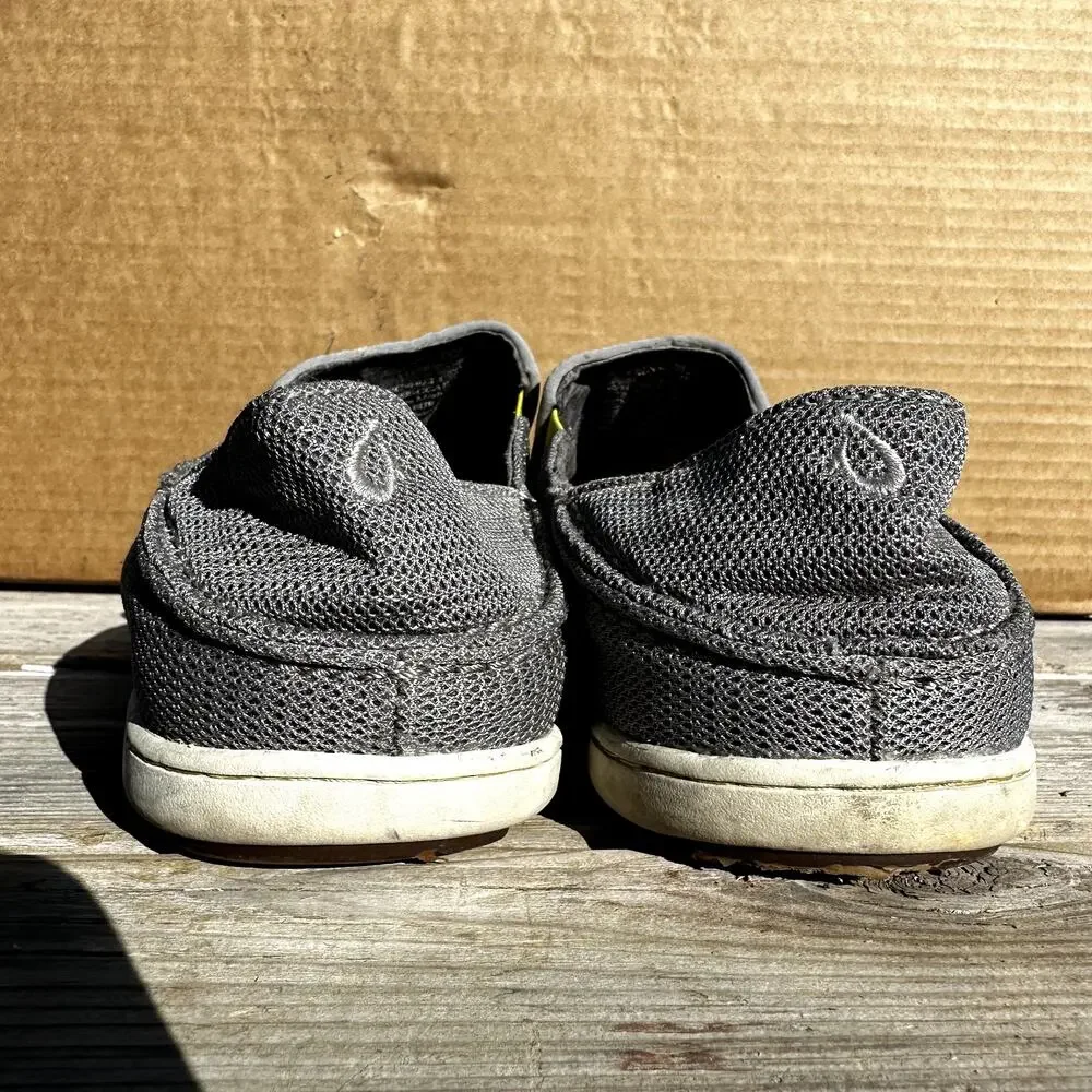 Olukai Nohea Mesh Slip On Shoes Moisture Wicking Quick Dry EverFit Gray 10.5